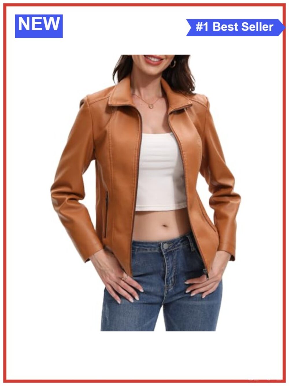 Faux Leather Jacket Women Motorcycle Zip Up Quilted Coat